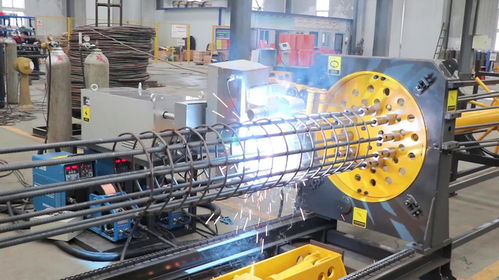 全自動鋼筋籠滾焊機,繞著鋼筋轉圈焊接,鋼筋籠一次成型